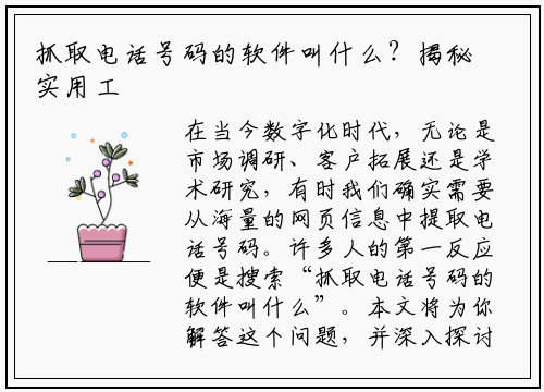 抓取电话号码的软件叫什么？揭秘实用工具与合规指南