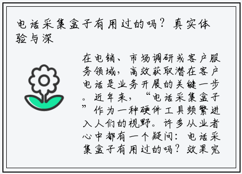 电话采集盒子有用过的吗？真实体验与深度解析